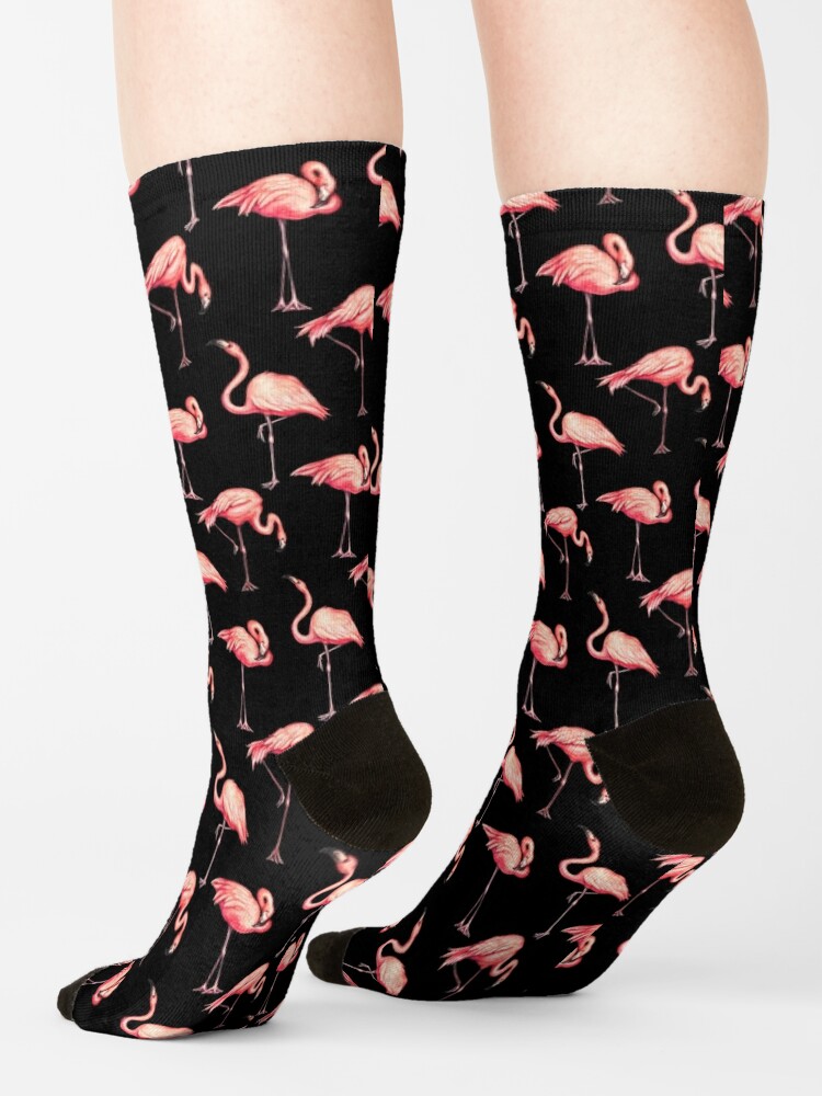 Alternate view of Flamingo Pattern - Black Socks