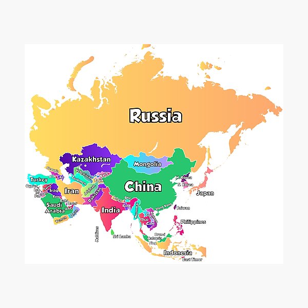 Item preview, political map of Asia  with boundaries and countries names  designed and sold by mashmosh.