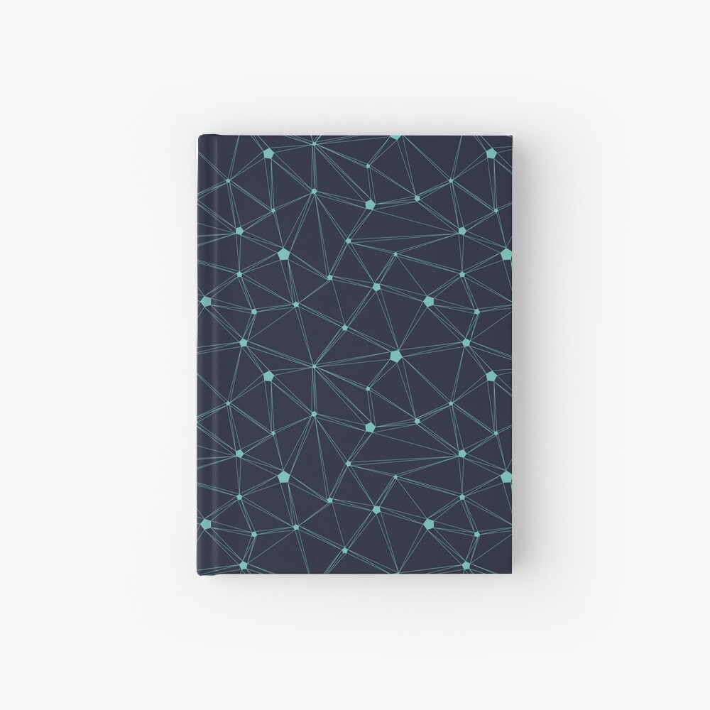 Pentagon grid navy and turquoise Hardcover Journal