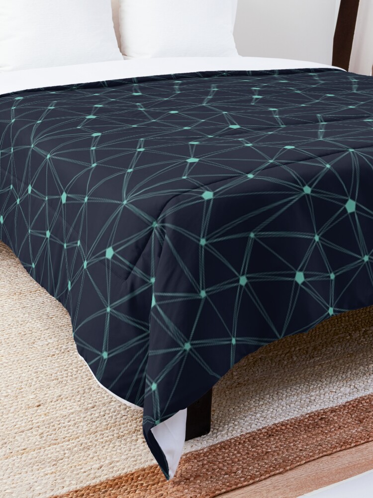 Alternate view of Pentagon grid navy and turquoise Comforter