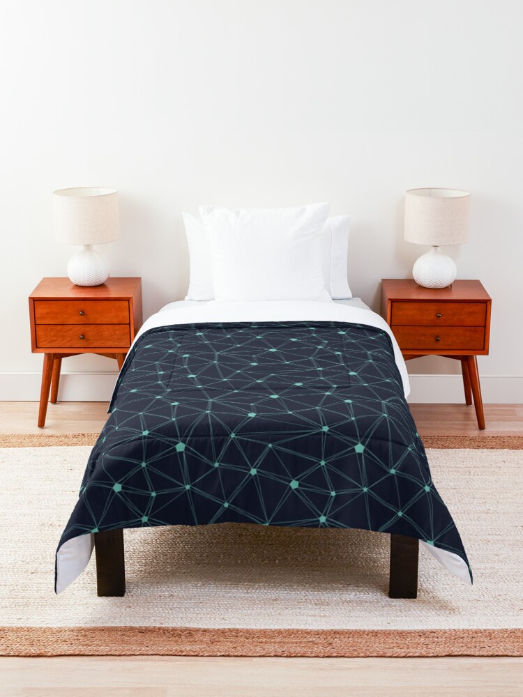 Alternate view of Pentagon grid navy and turquoise Comforter