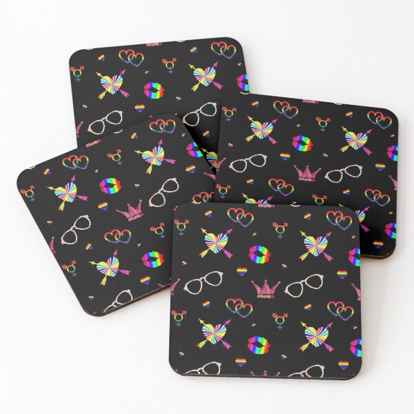 Item preview, LGBTQ rainbow gay pride icons symbols pattern designed and sold by Glimmersmith.
