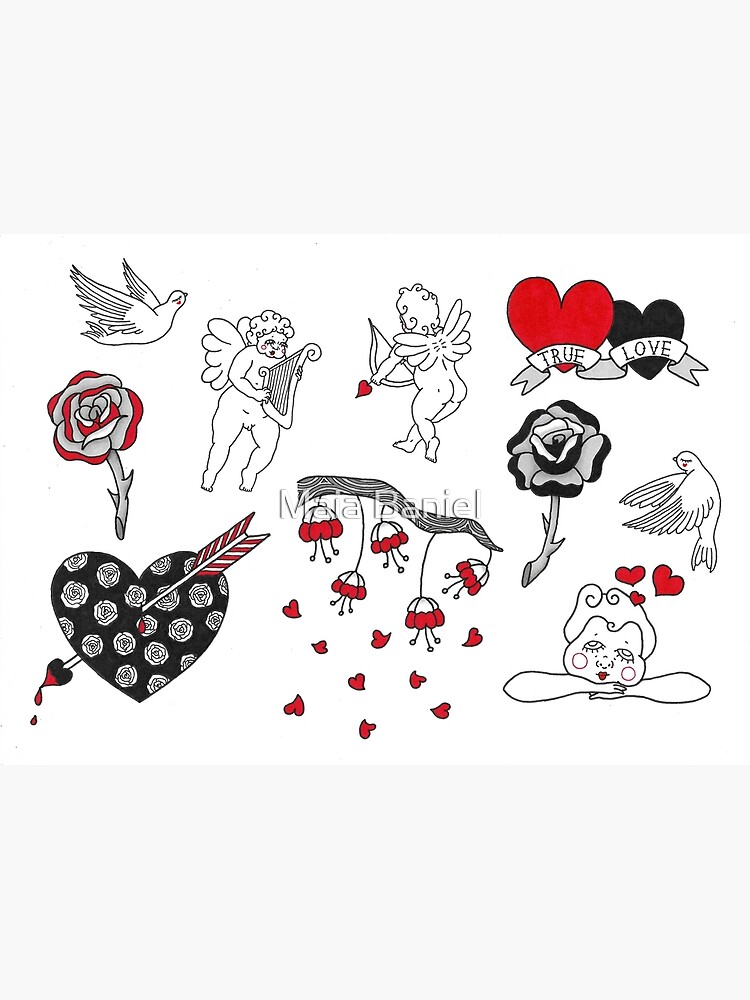 Wahre Liebe Tattoo Flash Grusskarte Von Maiabaniel Redbubble