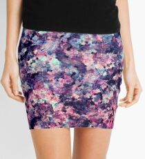 Teal, Pink, and Black Granite Marble Pattern Mini Skirt