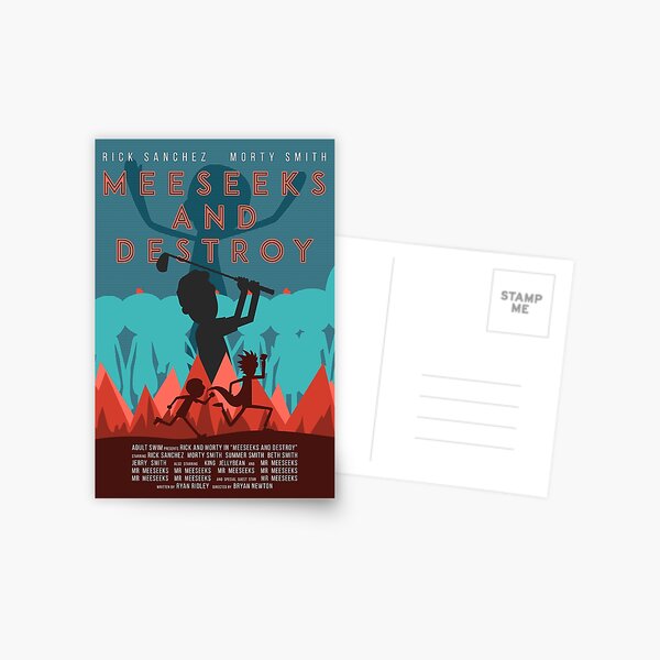 Rick and Morty in Meeseeks and Destroy Postcard