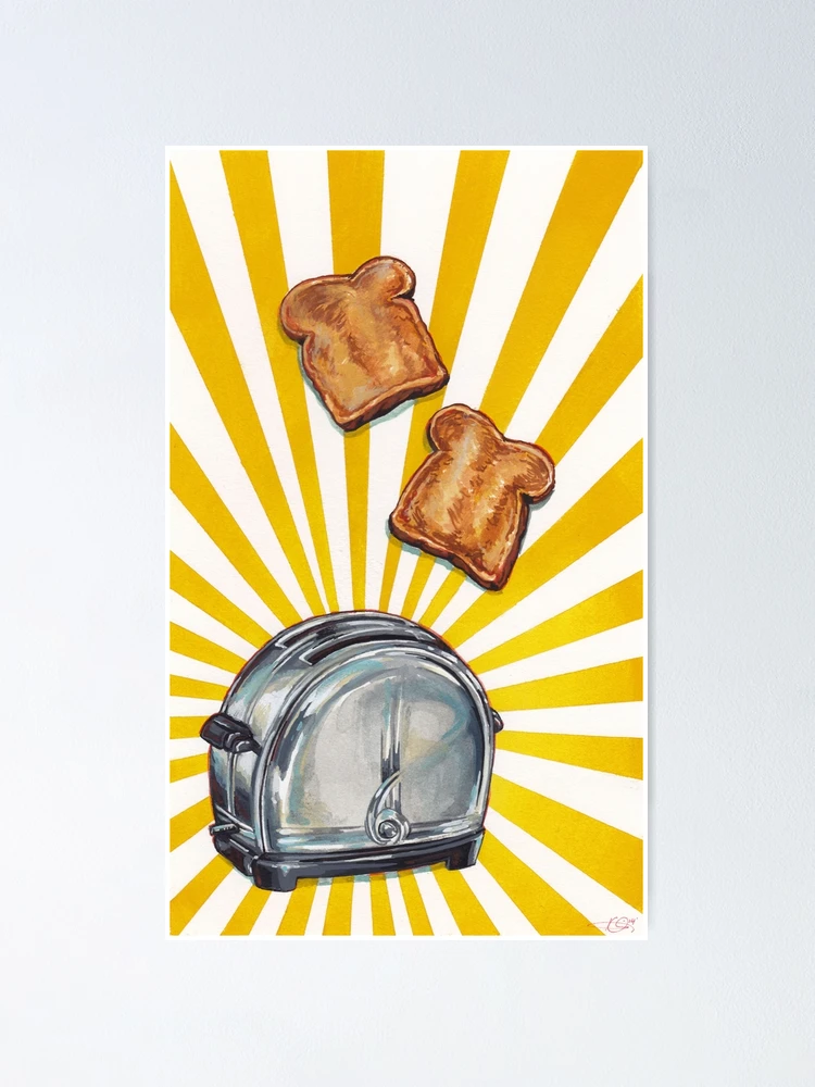 絵画 the toaster graphic art Cute Kawaii Toast and Toaster Art Print by ValentinaDesign