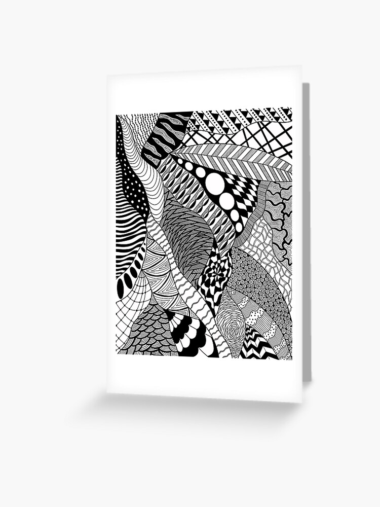 Black and White Zentangle Pen Design Greeting Card for Sale by  CosmicHeartSeed