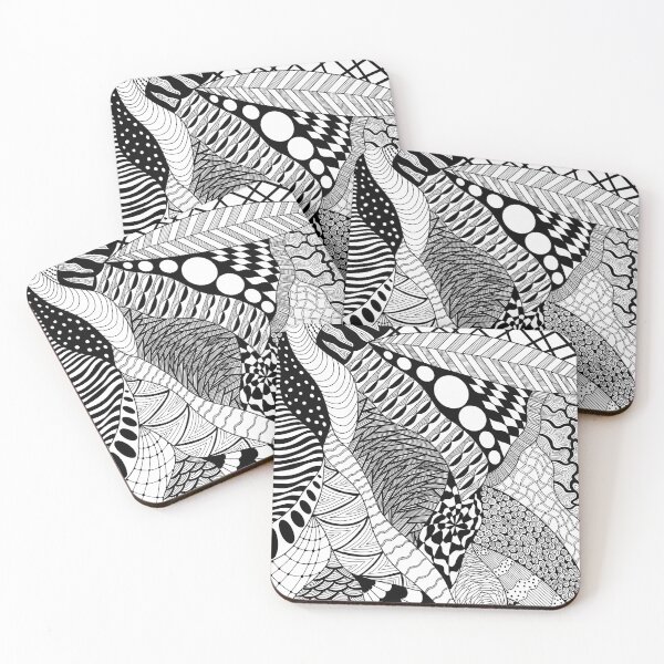 Item preview, Black and White Zentangle Zendoodle Geometric Line Art designed and sold by RobinLynneDes.