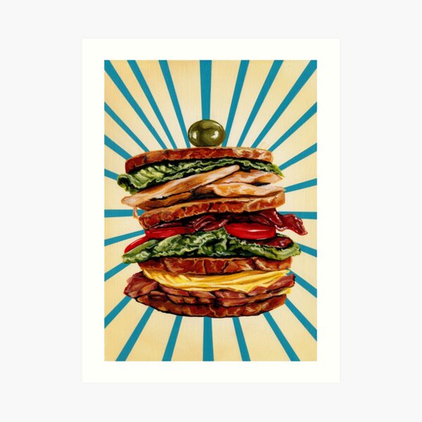 "Turkey Club on Rye Sandwich" Art Print for Sale by KellyGilleran