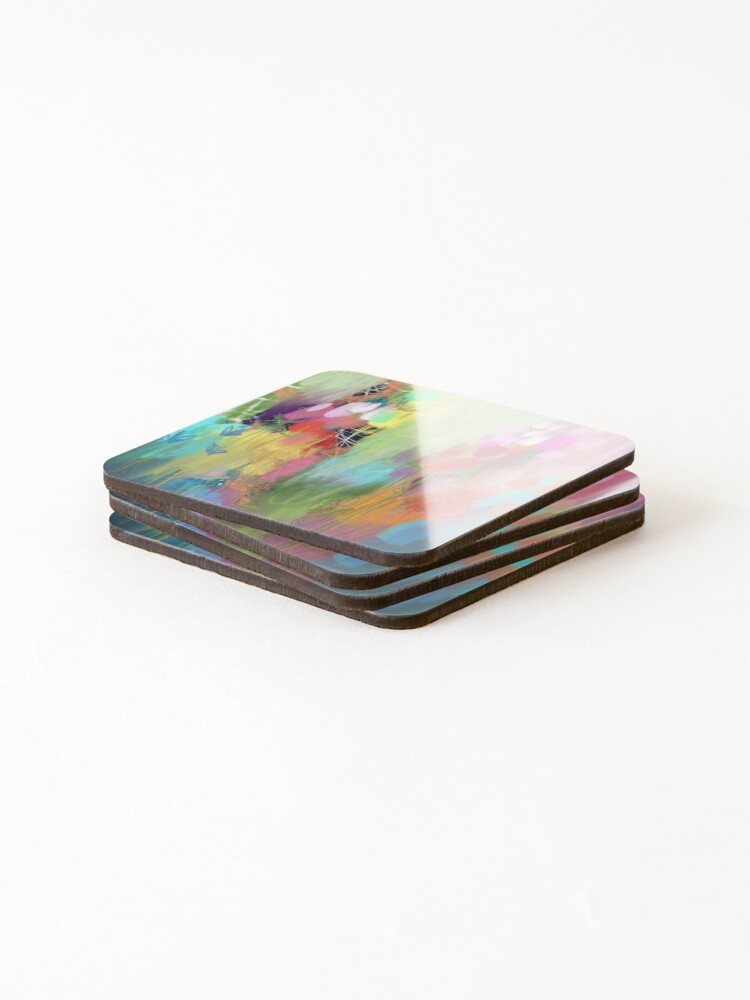 Alternate view of Red Flower Candy Meadow Coasters (Set of 4)