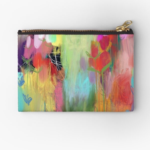 Red Flower Candy Meadow Zipper Pouch