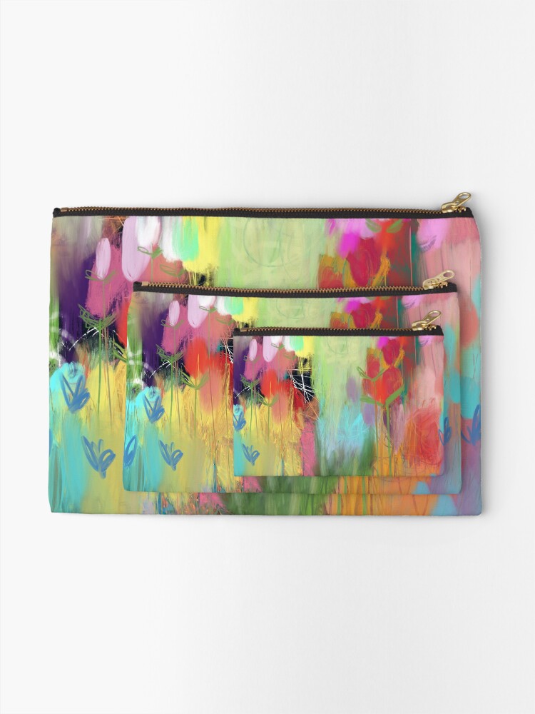 Alternate view of Red Flower Candy Meadow Zipper Pouch