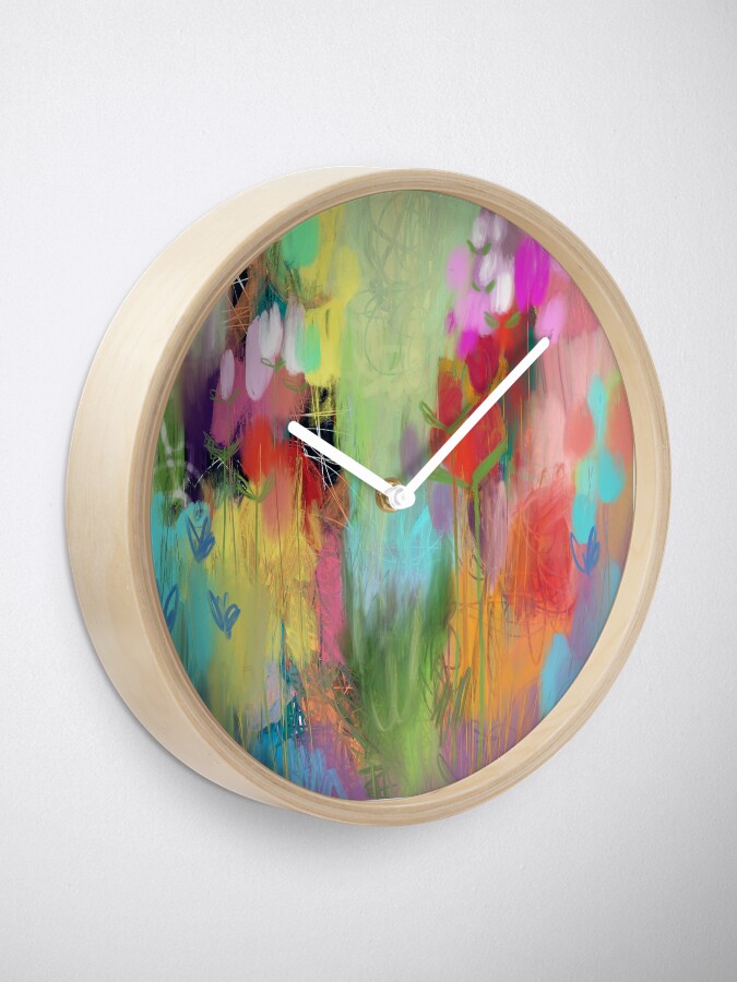 Alternate view of Red Flower Candy Meadow Clock
