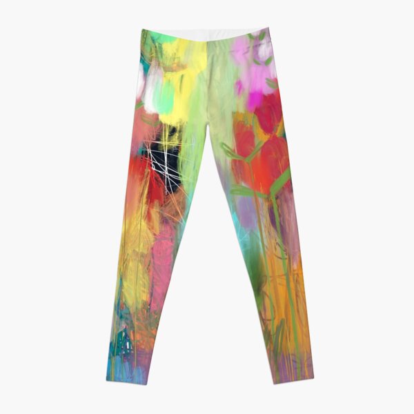 Red Flower Candy Meadow Leggings