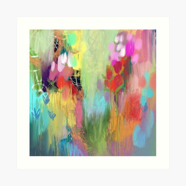 Red Flower Candy Meadow Art Print