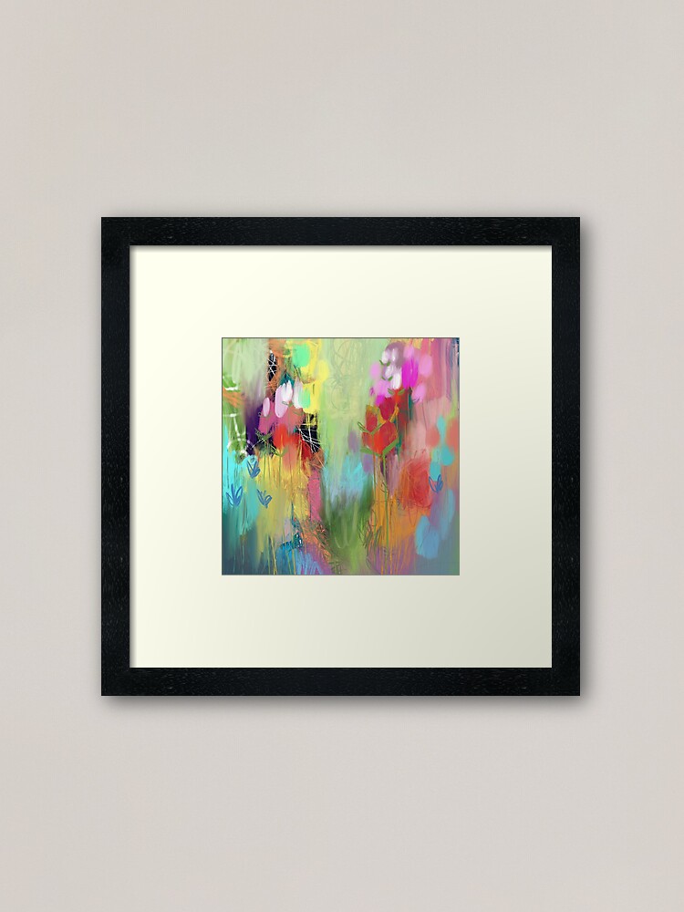 Alternate view of Red Flower Candy Meadow Framed Art Print