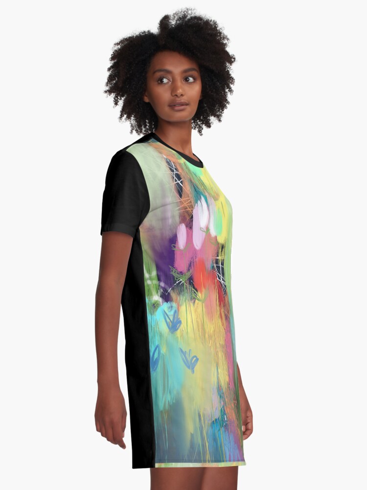 Alternate view of Red Flower Candy Meadow Graphic T-Shirt Dress
