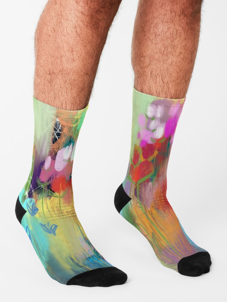 Alternate view of Red Flower Candy Meadow Socks