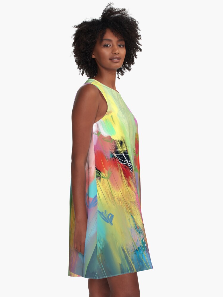 Alternate view of Red Flower Candy Meadow A-Line Dress