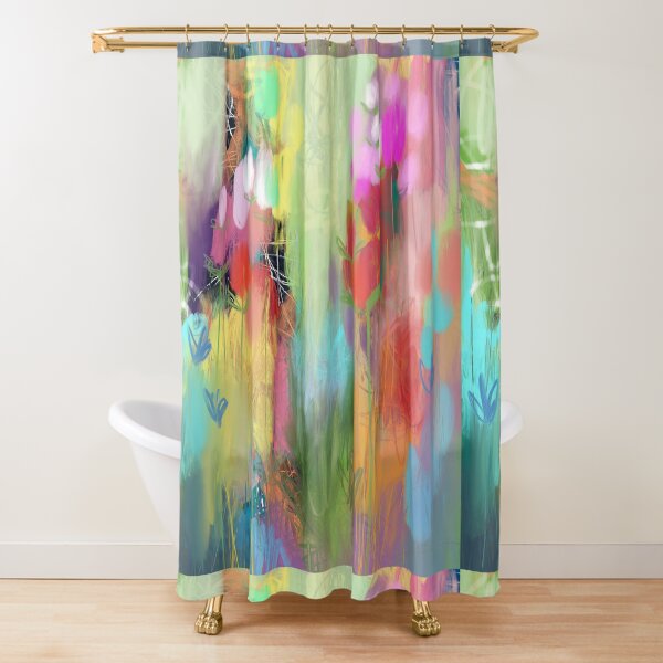 Red Flower Candy Meadow Shower Curtain