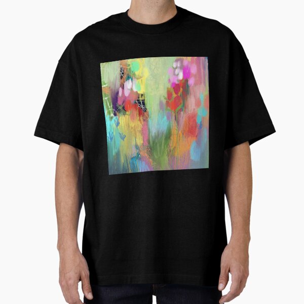 Red Flower Candy Meadow Oversized T-Shirt
