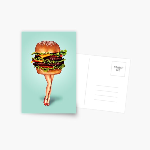 "Stacked" - Cheeseburger Girl Postcard