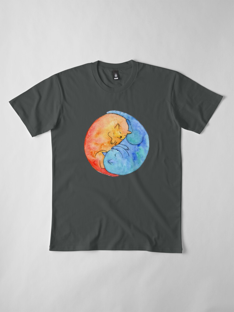 Alternate view of cat friends yin yang watercolor Premium T-Shirt