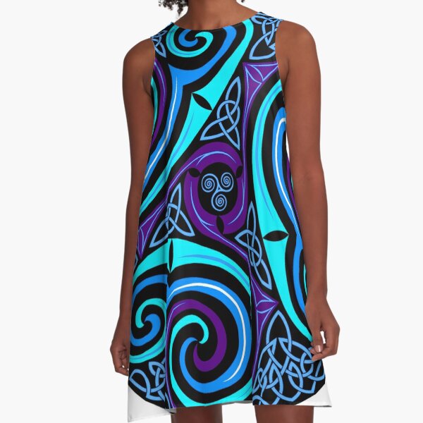 Alfani Womens Pleat Front Circle A-line Dress, Blue, 4 