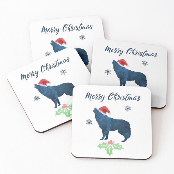 Item preview, Navy Blue Howling Christmas Wolf designed and sold by TheJollyMarten.