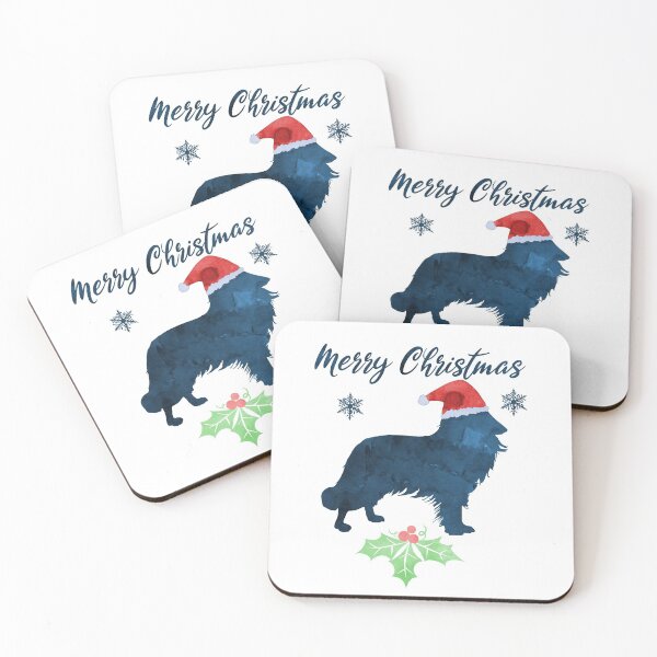 Item preview, Merry Christmas Collie Dog Art Navy Blue designed and sold by TheJollyMarten.