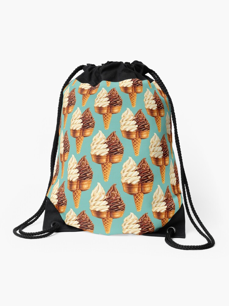 Thumbnail 1 of 3, Drawstring Bag, Twin Cone Pattern - Teal designed and sold by KellyGilleran.