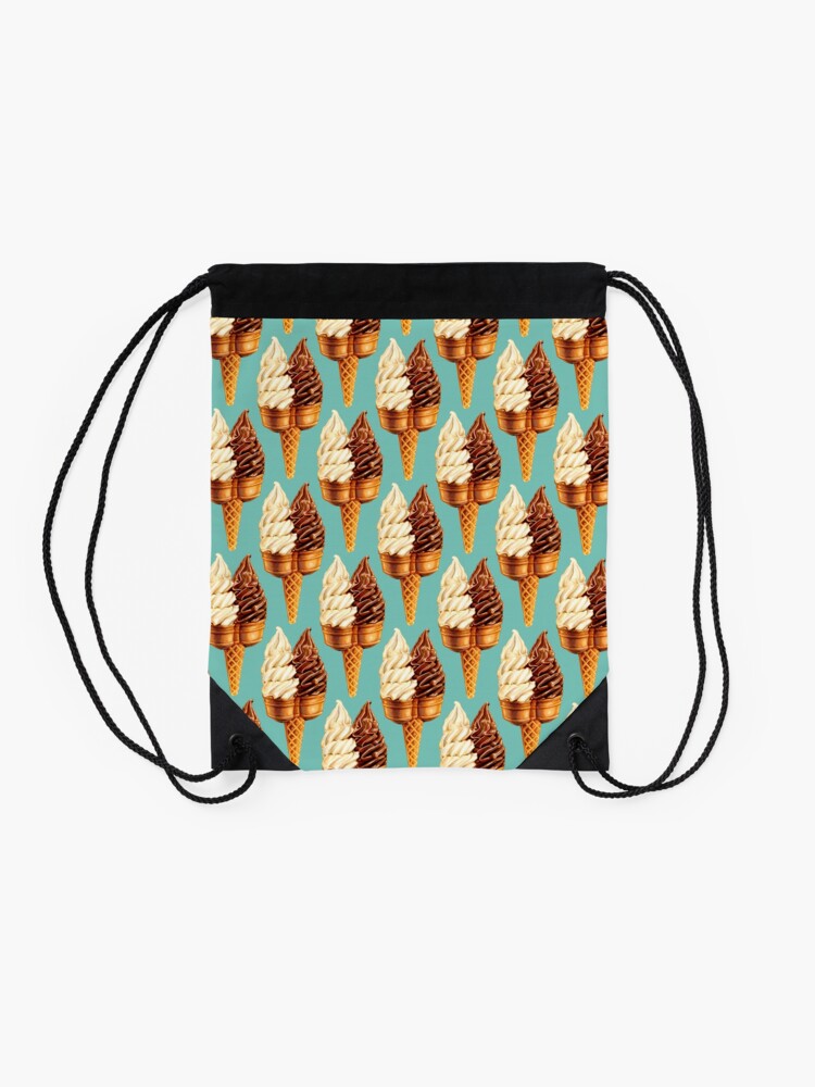 Thumbnail 2 of 3, Drawstring Bag, Twin Cone Pattern - Teal designed and sold by KellyGilleran.
