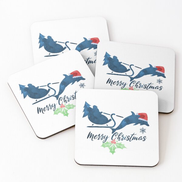 Item preview, Christmas Dolphin Navy Blue Art  designed and sold by TheJollyMarten.