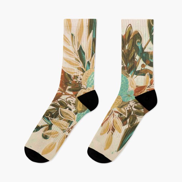 Item preview, teal and tan flowers designed and sold by Rachelkambeitz.