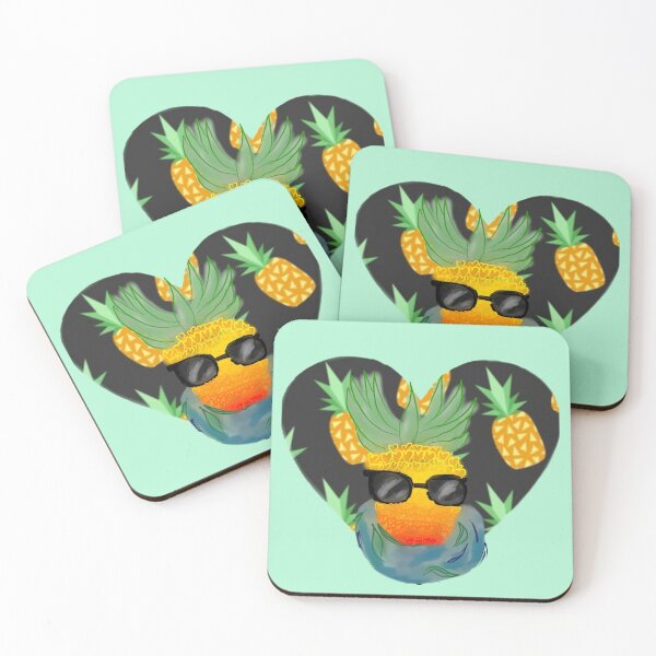 Item preview, Pineapple wearing sunglasses with a heart. designed and sold by Teal-Cookie.