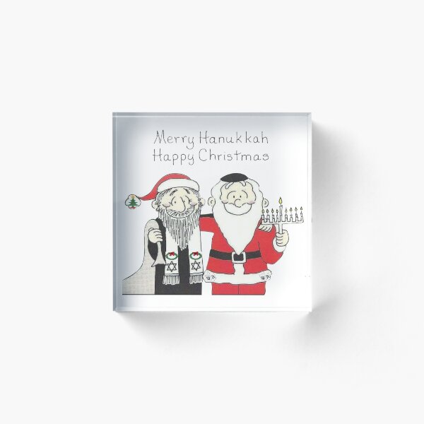 Celebrate Both, Interfaith, Hanukkah and Christmas, Chanukkah Acrylic Block