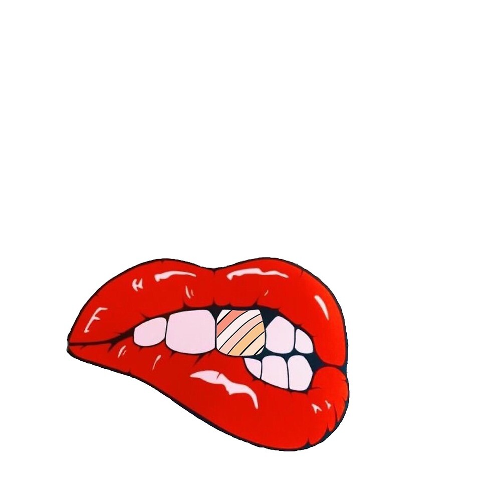 "biting lip sticker unique" by Outer Banks | Redbubble