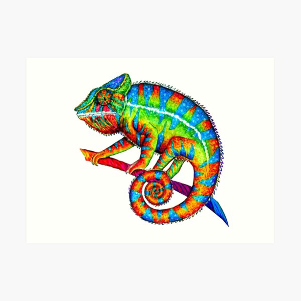 Colorful Rainbow Panther Chameleon Art Print