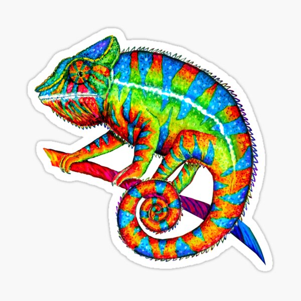 Colorful Rainbow Panther Chameleon Sticker