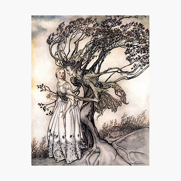 The Old Woman in the Woods - Brothers Grimm - Arthur Rackham Photographic Print