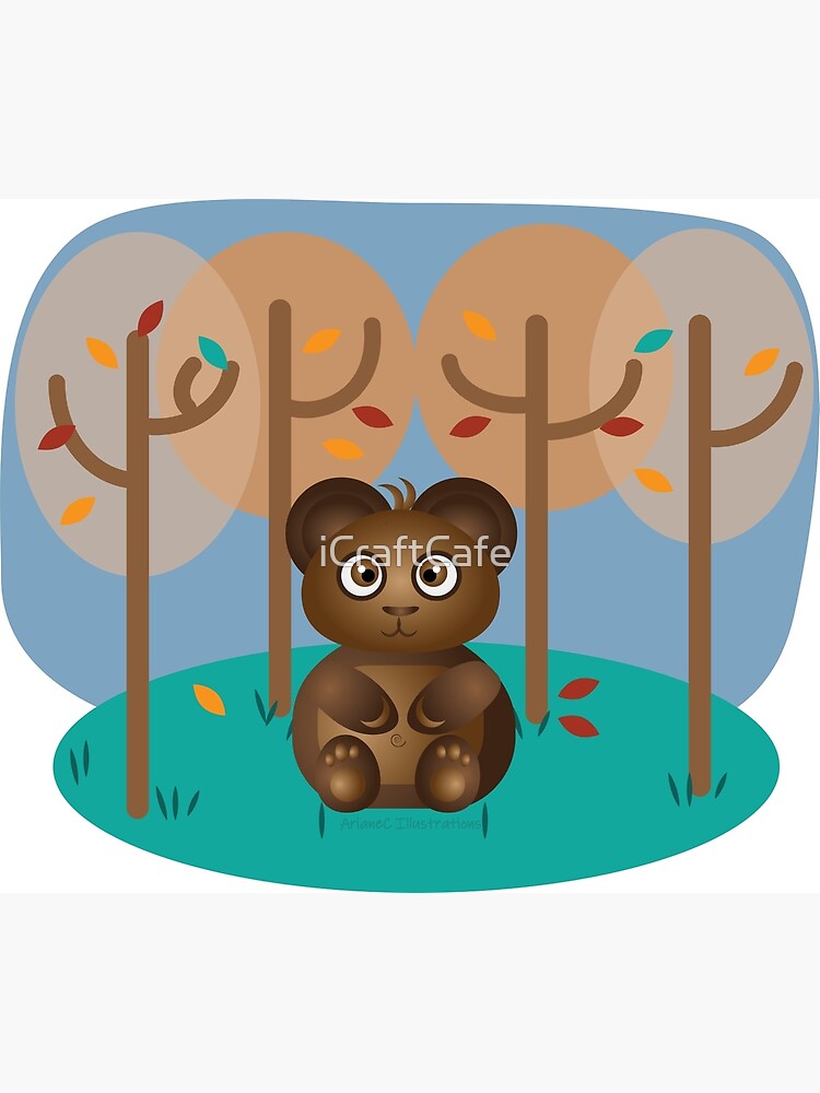 Brown Bear Sitting in the Woods by iCraftCafe