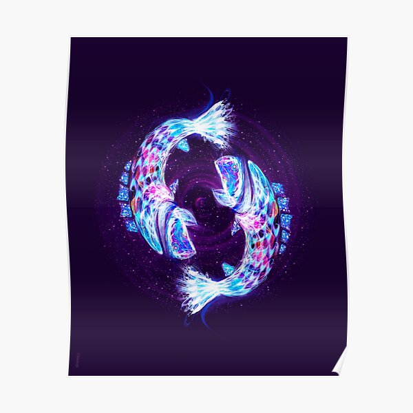 Pisces Zodiac Lightburst Poster