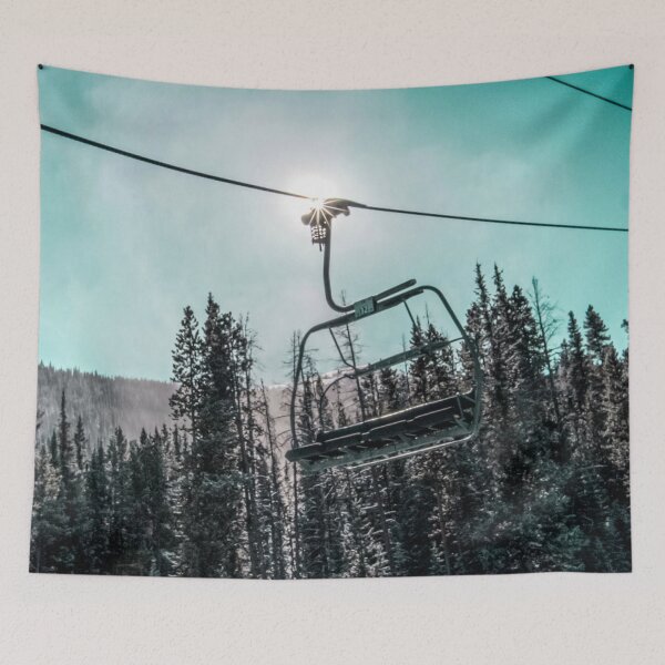 Item preview, Empty Skilift // Dark Blue and Teal Snowboarding Dreaming of Winter designed and sold by catbyrdcolorado.