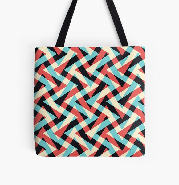 Crazy Retro ZigZag All Over Print Tote Bag