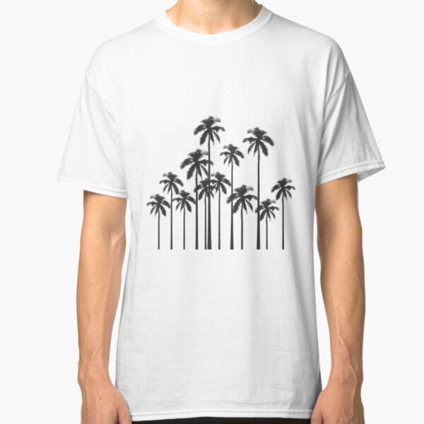 Black and White Exotic Tropical Palm Trees Classic T-Shirt