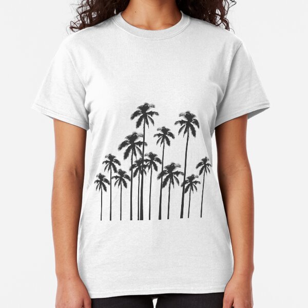 Black and White Exotic Tropical Palm Trees Classic T-Shirt