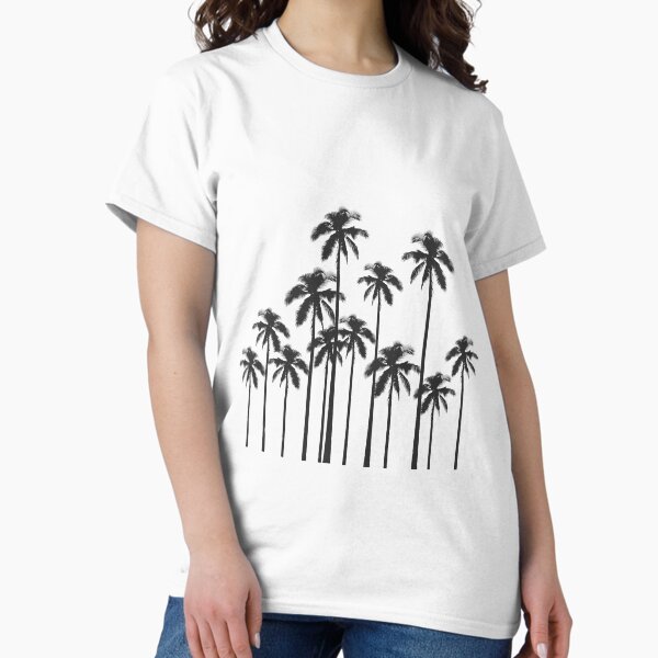 Vista previa del artículo con la obra «Palmeras tropicales exóticas en blanco y negro», diseñado y vendido por Blkstrawberry.