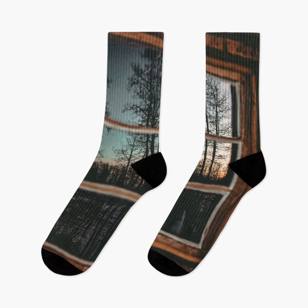 Item preview, Lumberjack Cabin Window // Grainy Reflection of the Sunset and Trees designed and sold by catbyrdcolorado.