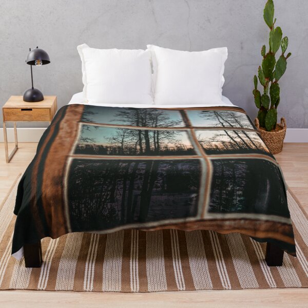 Item preview, Lumberjack Cabin Window // Grainy Reflection of the Sunset and Trees designed and sold by catbyrdcolorado.