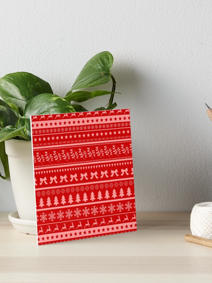 Red & White Ugly Sweater Nordic Christmas Knit Pattern Wrapping Paper by  PodArtist